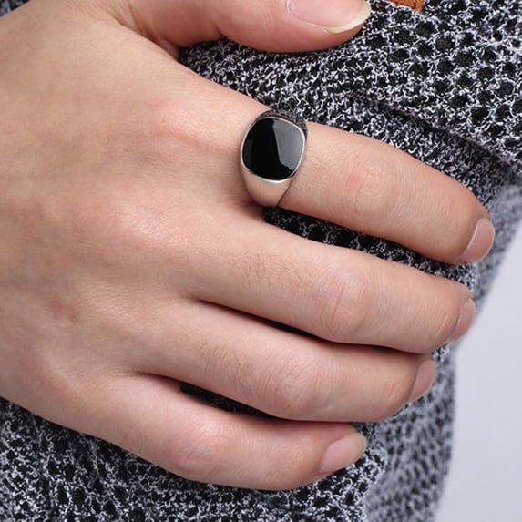 Up to 65% off amlbb Women Rings Solid Polished Copper Band Biker Men Signet Ring Black Silver 9 Jewelry Gift on Clearance