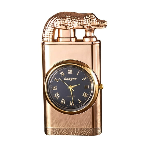 Up to 65% off tumgatte Double Fire Switching Lighter with Quartz Watch Metal Inflatable Windproof Blue Flame Lighter Fashion Gift Gift