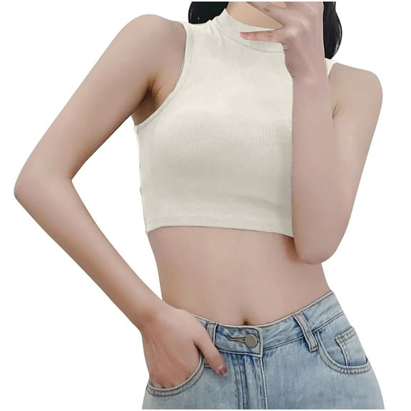 Up to 50% off! Kmdttou Women's Solid Color Matching Slim Bottom Suspender With Round Neck Fashion Layering Slim Trendy Cool Tops