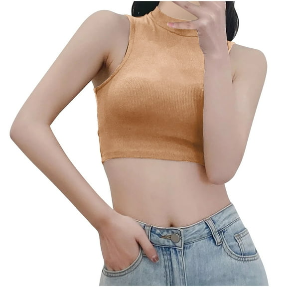 Up to 50% off! Kmdttou Women's Solid Color Matching Slim Bottom Suspender With Round Neck Fashion Layering Slim Trendy Cool Tops