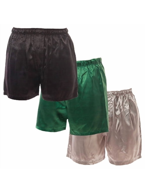 Men's Satin Boxers Shorts Combo Pack 3 Silky Underwear