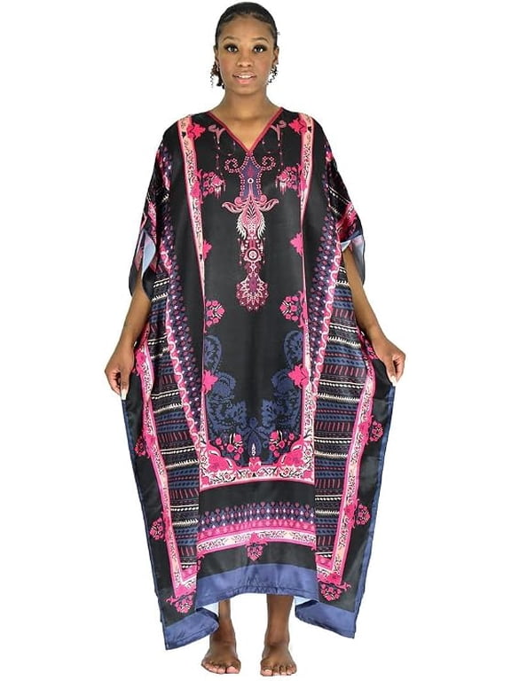Satin Caftans Collection in Many Unique Digital Prints Choices, Style Caf-DGP04