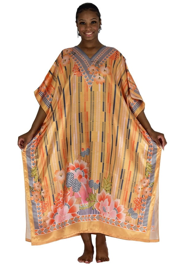 Satin Caftans Collection in Many Unique Digital Prints Choices, Style Caf-DGP09