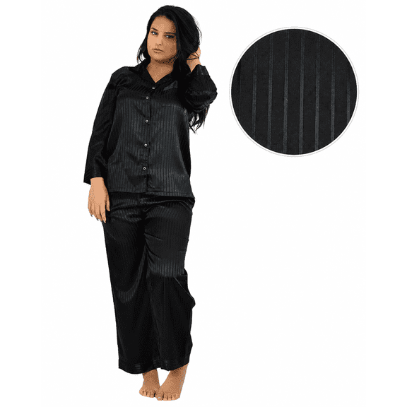 Up2date Fashion Womens Silk Satin Pajamas Set Long Sleeve with Pants Button Down Sleepwear 2 Piece Lounge Set Pj Set