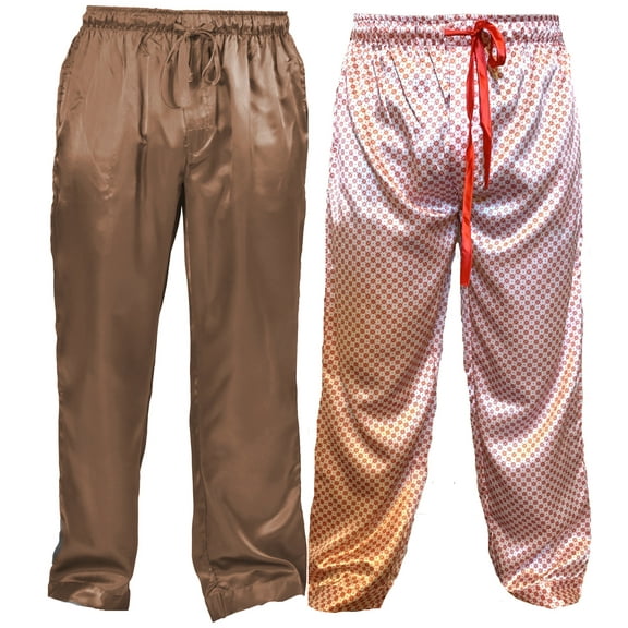 Up2date Fashion's Men's Satin Lounge Pants 2-Piece Multi-Color Combo in Burgundy and Royal Blue