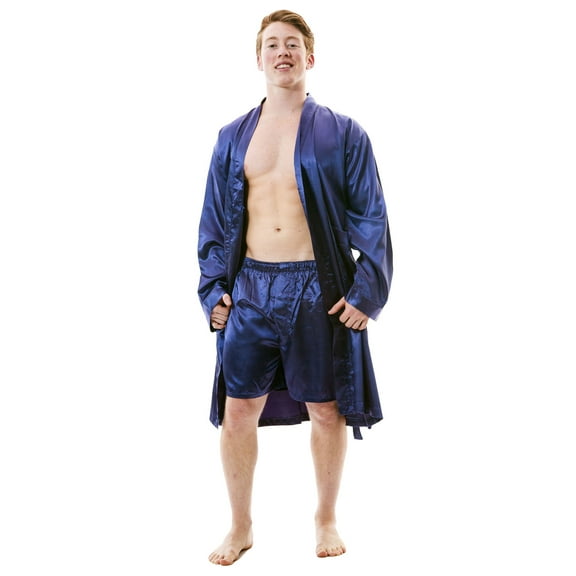 Up2date Fashion's Men's Satin Robe and Shorts / Boxers Set