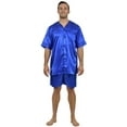 thumbnail image 1 of Up2date Fashion's Men's Satin Short-Sleeve V-Neck Pajama Set with Shorts, 1 of 2