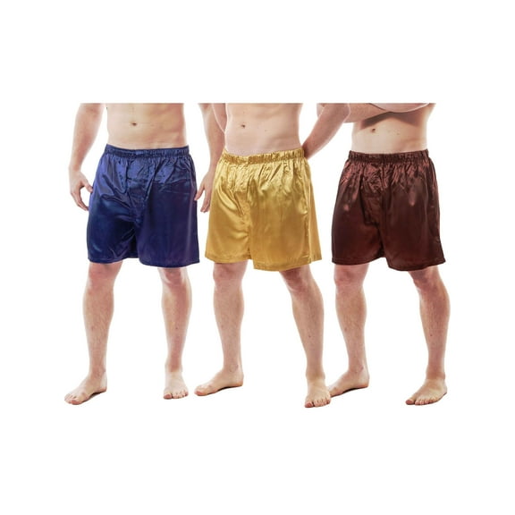 Up2date Fashion's Men's Satin Shorts / Boxers 3-Piece Multi-Color Combo Pack (MCS01-A)