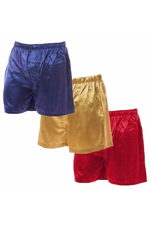 Men's Satin Boxers Shorts Combo Pack 3 Silky Underwear