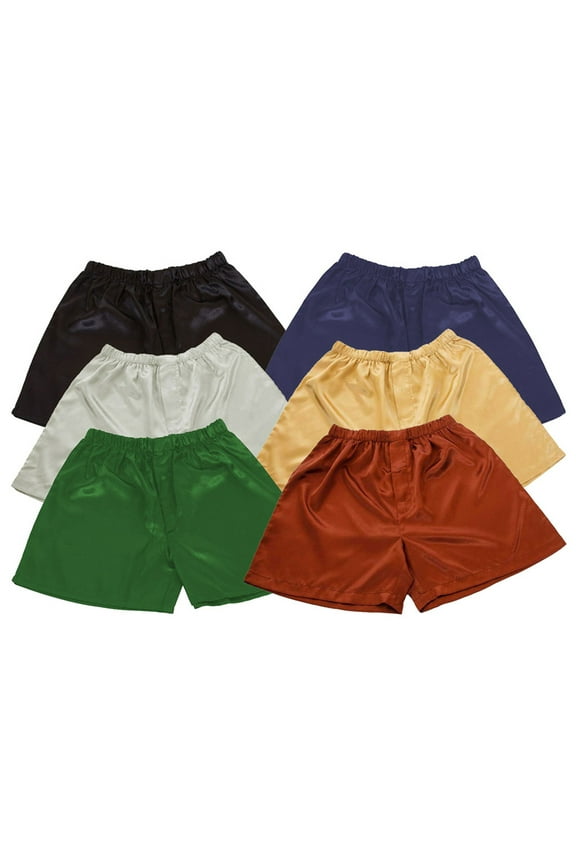 's Men's Satin Shorts / Boxers 6-Piece Multi-Color Combo Pack (MSC-6B01)