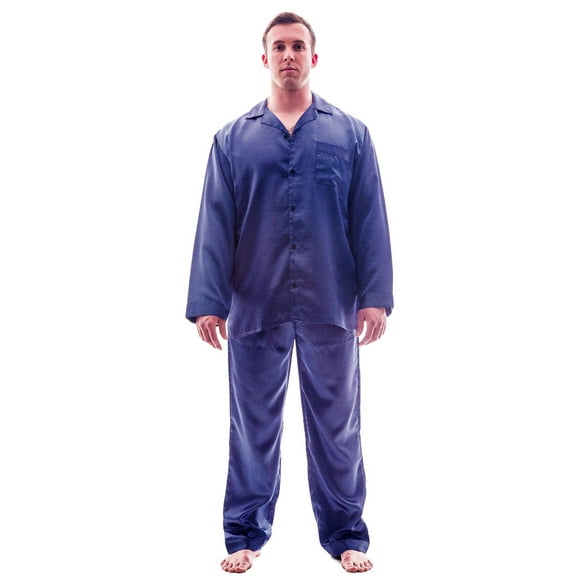 Up2date Fashion's Men's Tie Print Satin Classic Pajama Set