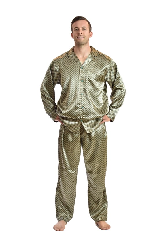 's Men's Tie Print Satin Classic Pajama Set