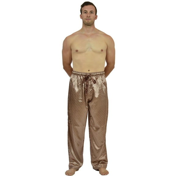 Up2date Fashion's Men's Tie Print Satin Lounge / Sleep Pants