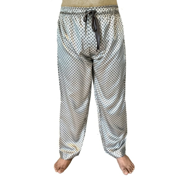 Up2date Fashion's Men's Tie Print Satin Lounge / Sleep Pants