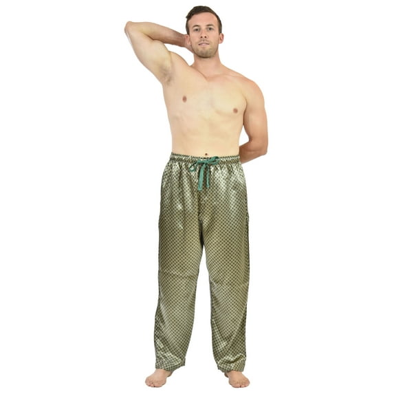 Up2date Fashion's Men's Tie Print Satin Lounge / Sleep Pants