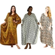 Up2date Fashions Satin Caftans Gift Collection, 3 Printed Caftans, One Size Plus, Special#21