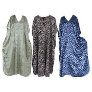 Up2date Fashions Three Womens Pretty Print Satin Caftans / Kaftans Value Pack #14