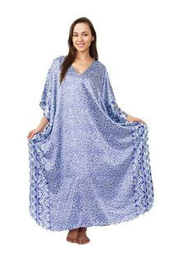 's Women's Caftan / Kaftan / Muumuu / Mumu, Aqua Aztec Print, One Sizr. Style Caf-69