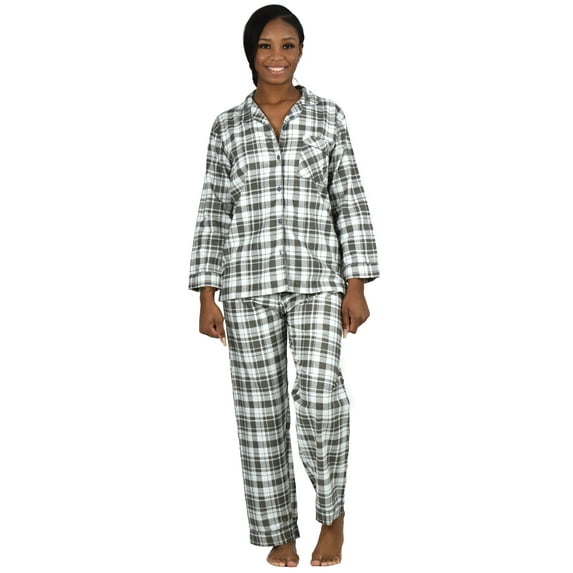 Up2date Fashion's Women's 100% Cotton Flannel Full-Sleeve Pajama Set with Piping