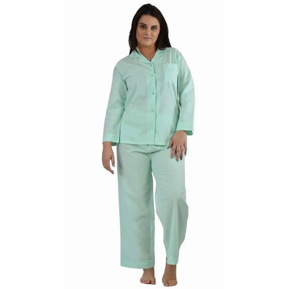 Women's Long Sleeve Cotton Blend Pajama Set, Loungewear with Full Pants bottoms