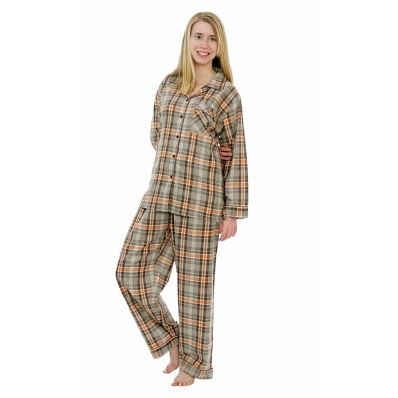 Women's Long Sleeve Cotton Blend Pajama Set, Loungewear with Full Pants bottoms