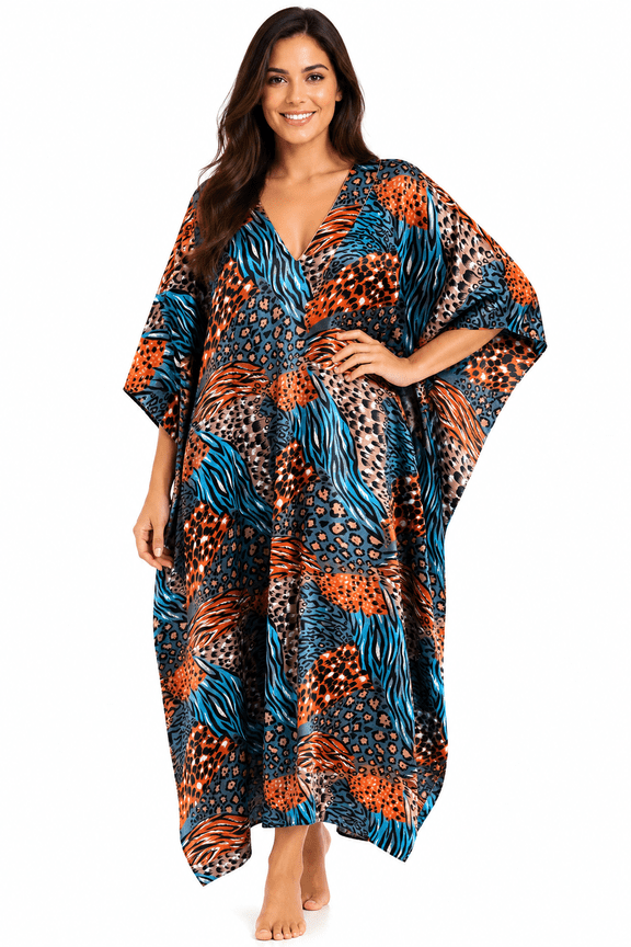 's Women's Caftan / Kaftan, Animal Cocktail Print, Style Caf-30