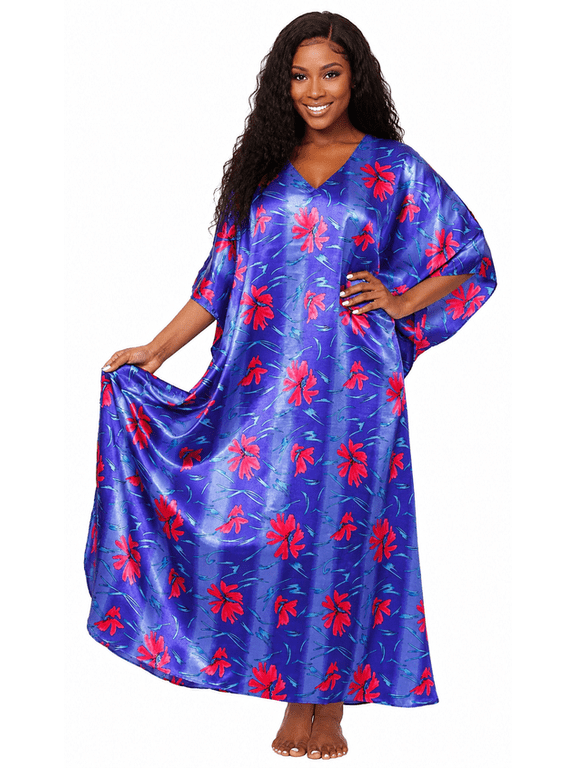 's Women's Caftan / Kaftan, Deep Sea Lilies Print, Style Caf-46C2
