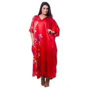 Up2date Fashion's Women's Caftan / Kaftan, Floral Vines Print on Charming Red