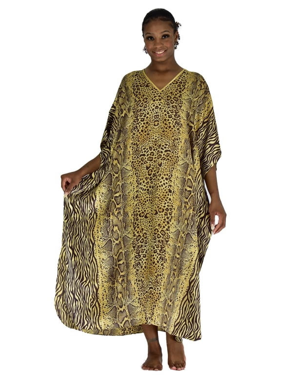 's Women's Caftan / Kaftan, Golden Animal Print, Style Caf-3C3GD