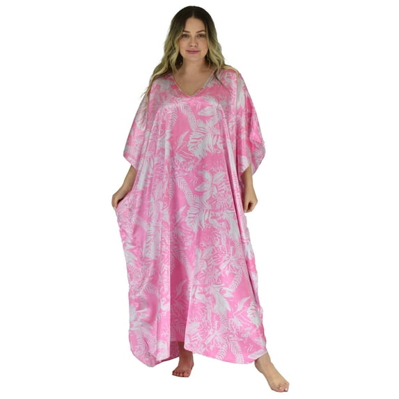 Up2date Fashion's Women's Caftan / Kaftan / Muumuu / Mumu, Tropical Pink Print, Caf-15C3