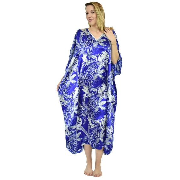 Up2date Fashion's Women's Caftan / Kaftan / Muumuu / Mumu, Tropical Saphire Print