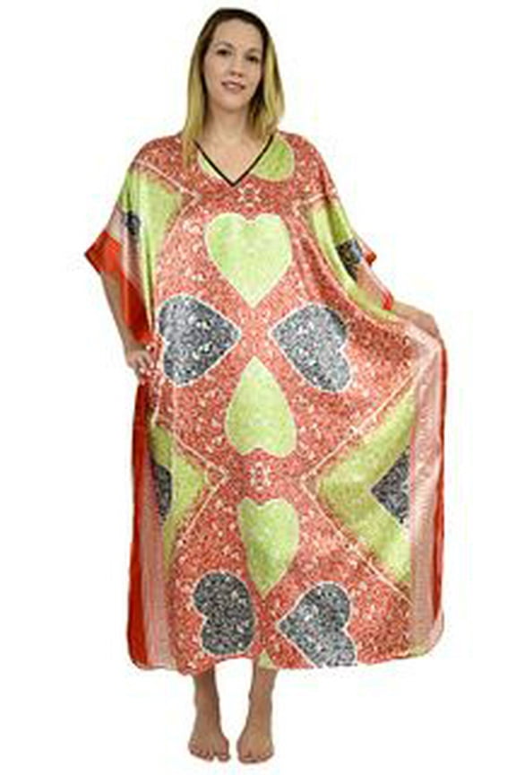 's Women's Caftan / Kaftan / Muumuu / Mumu, Queen of Hearts Print, Style Caf-17