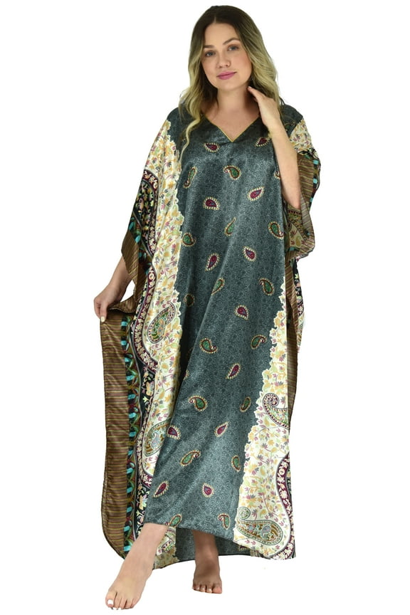 's Women's Caftan / Kaftan, Paisley Print with Border. Style Caf-04