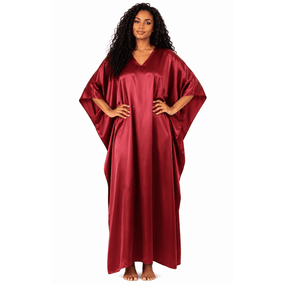 Up2date Fashion Women Silky Satin Caftan Dress, One Size Plus, Cover up Kaftan Maxi Lounger
