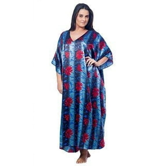 Up2date Fashion's Women's Caftan / Kaftan / Muumuu / Mumu, Water Lilies Print, Style Caf-46C3