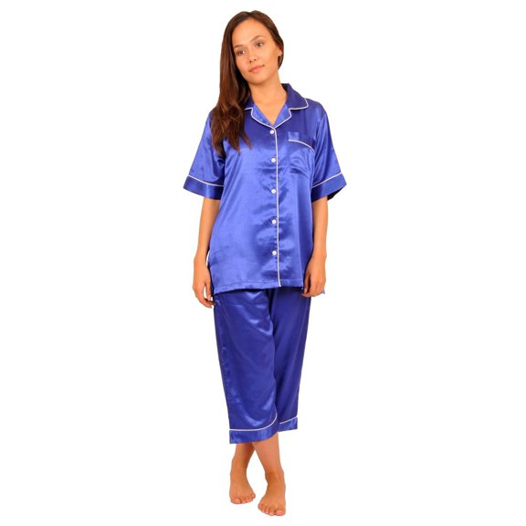 Up2date Fashion's Women's Cropped Pants Pajamas with Short Sleeve Tops