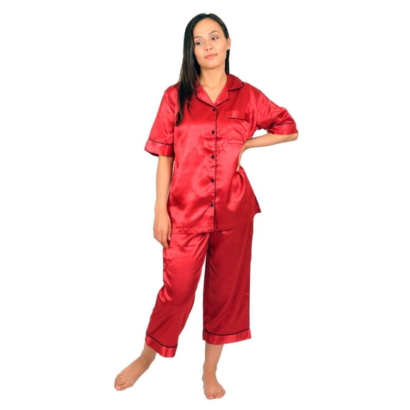 Up2date Fashion's Women's Cropped Pants Pajamas with Short Sleeve Tops
