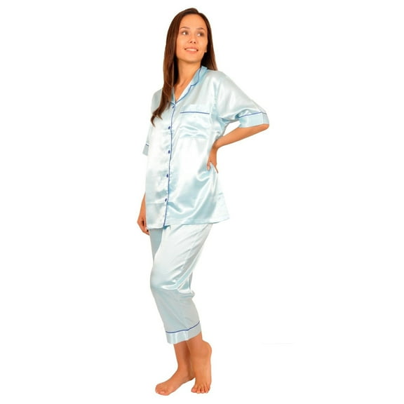 Up2date Fashion's Women's Cropped Pants Pajamas with Short Sleeve Tops