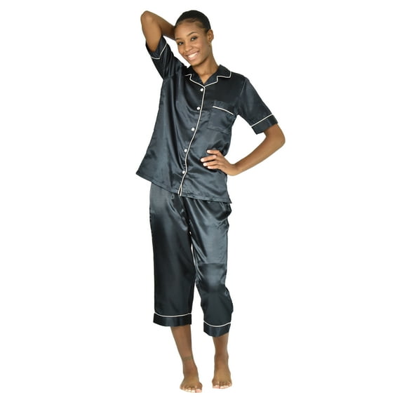 Up2date Fashion's Women's Cropped Pants Pajamas with Short Sleeve Tops