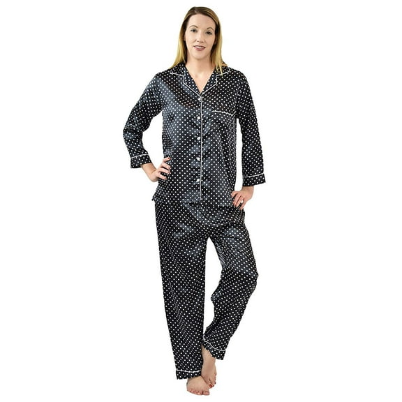 Up2date Fashion's Women's Long Button-Down Satin Pajamas