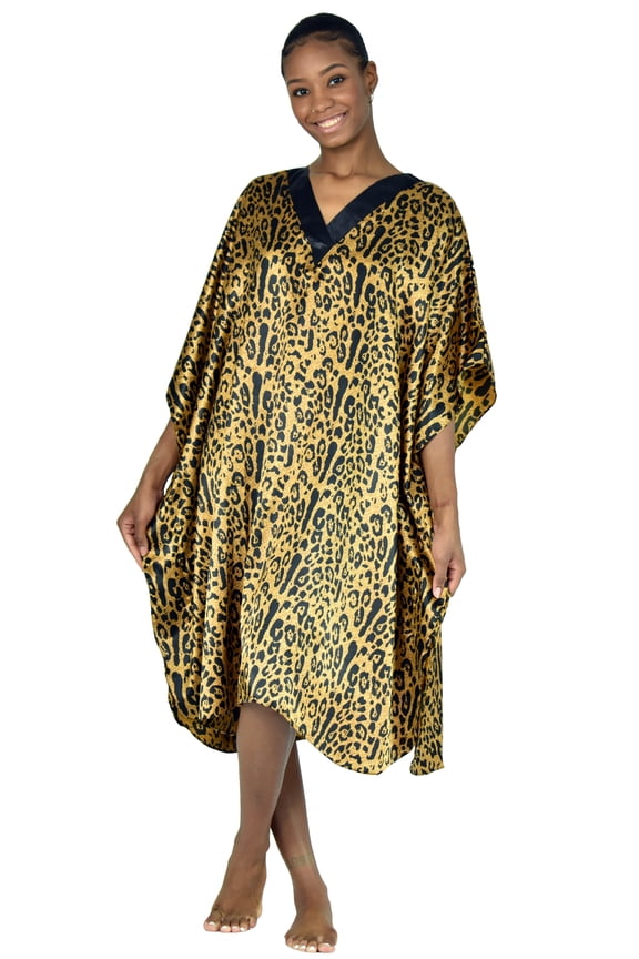 's Women's Satin Short Caftan / Kaftan, Animal Print, Style CShort-64