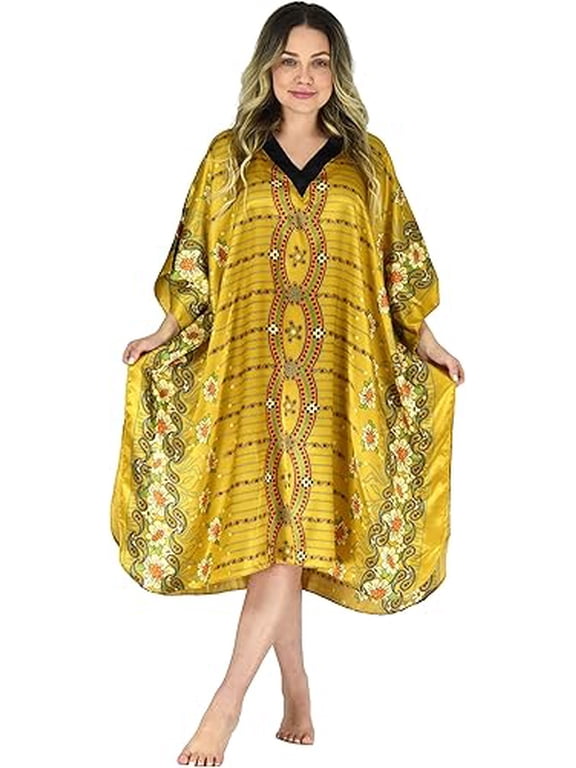 's Women's Short Caftan / Kaftan / Muumuu / Mumu, Golden Delight Print, Style CShort-36C3