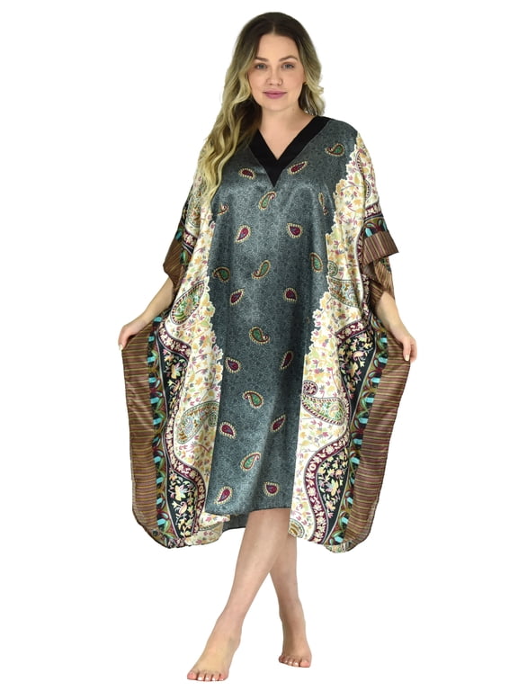 's Women's Short Caftan / Kaftan / Muumuu / Mumu, Paisley Print, Style CShort-04