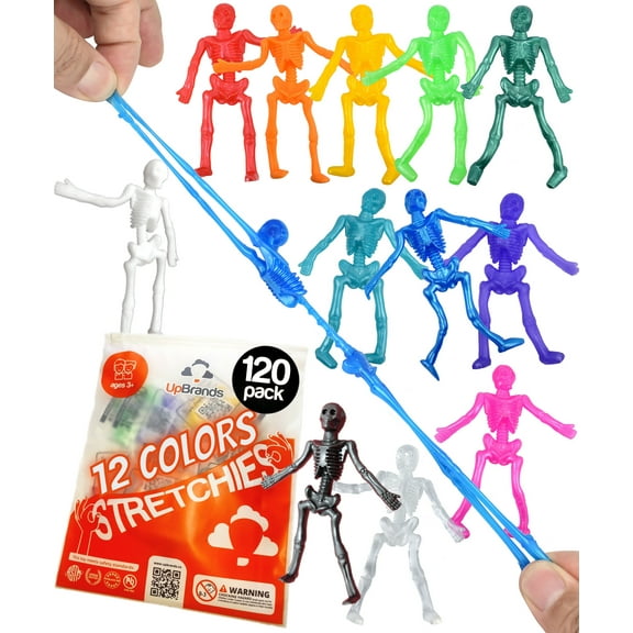 UpBrands 120 Halloween Toys Stretchy Skeleton, 12 Colors Bulk Party Favors For Kids