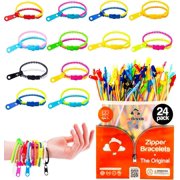 UpBrands 24 Easter Egg Fillers Fidget Toys Zipper Bracelets Party Favors for Kids, Halloween Handouts