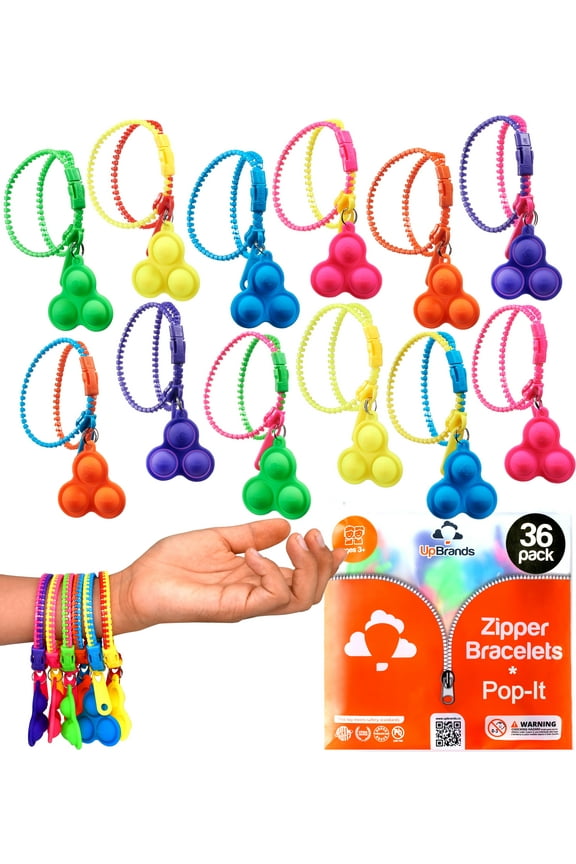 36 Bubbles Party Favors For Kids, Upgraded Pop-it Zipper Bracelets, Simple Dimple Fidget Bracelets, Fidget Toys For Kids, Stress Relief Fidget Toys, Kit For Goodie Bag & Easter Eggs Stuffers