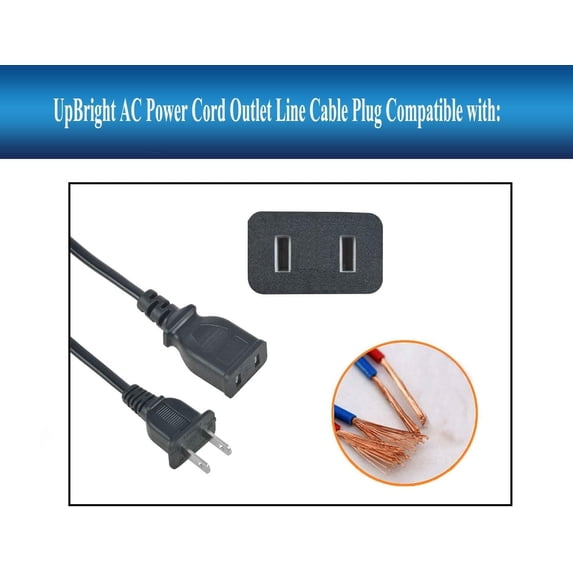 2-Prong 120V AC in Charging Power Cord Outlet Charger Cable Plug Compatible for Power-Station Model PSX PSX2 PS X2 X 2 3 PSX3 PSX-3 Station 12V DC Battery Supply Jump Starter Air Compressor