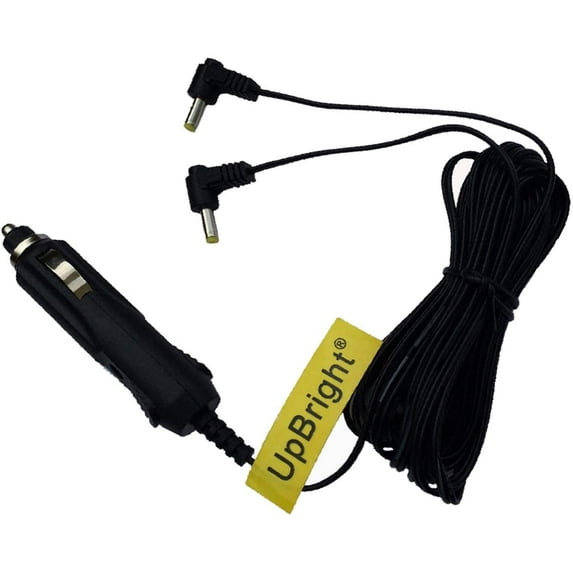Car 2 Two Output Adapter Compatible for GPX PD7709 PD7711 PD7709B PD7711B Pd7719b PD7709W PD7711W Dual Screen Portable DVD Player 9V - 12V 1A -2A Auto Vehicle Cigarette Lighter Power Supply