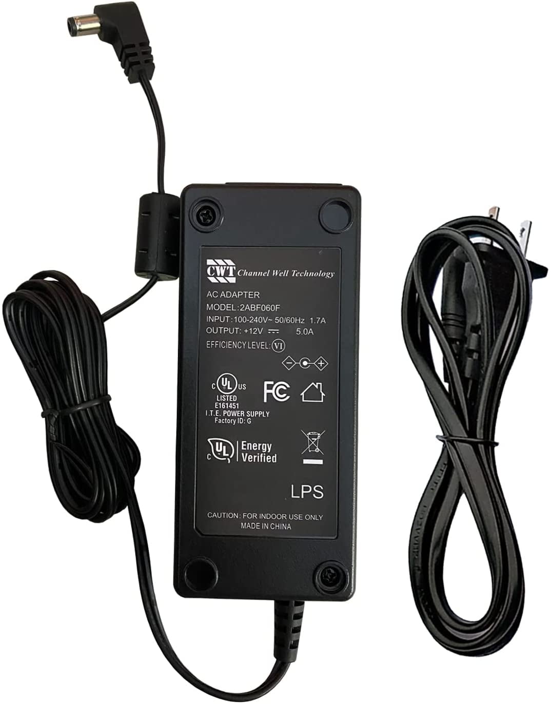 UpBright [UL Listed] 12V 5A Barrel Round Tip AC/DC Adapter Compatible ...