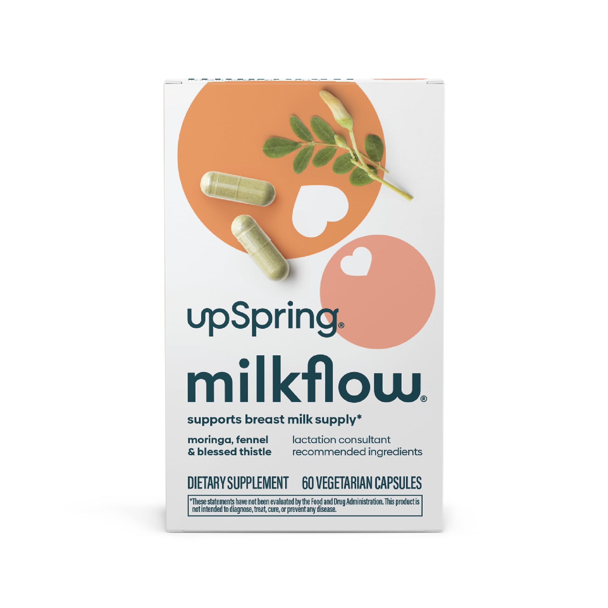 UpSpring Milkflow Breastfeeding Supplement Capsules with Moringa